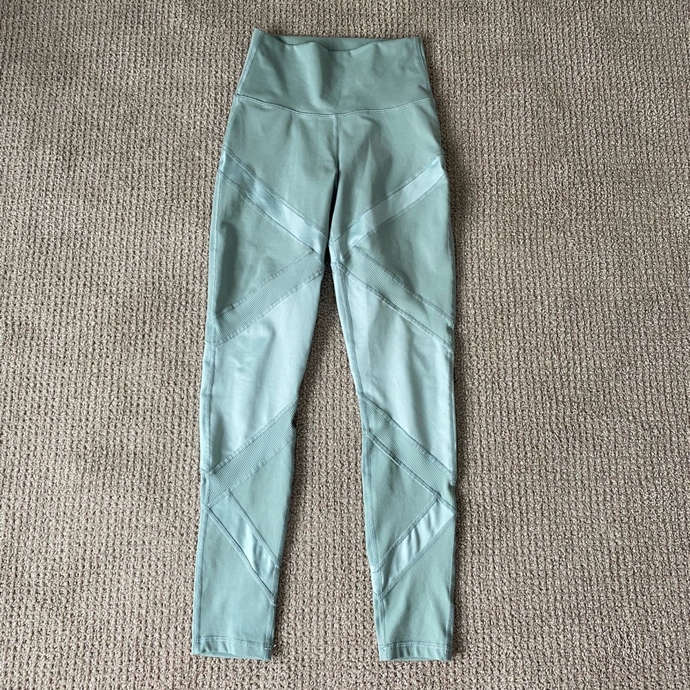 Green moto leggings